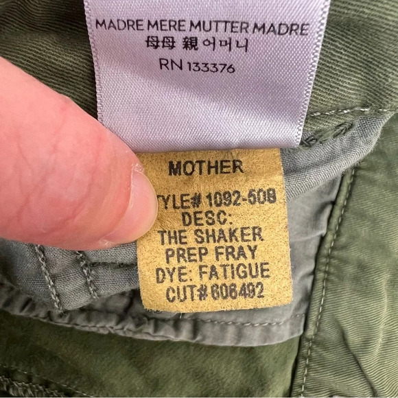 MOTHER The Shaker Prep Fray Pant In Fatigue Military Utility Green Size 24 - Picture 6 of 6